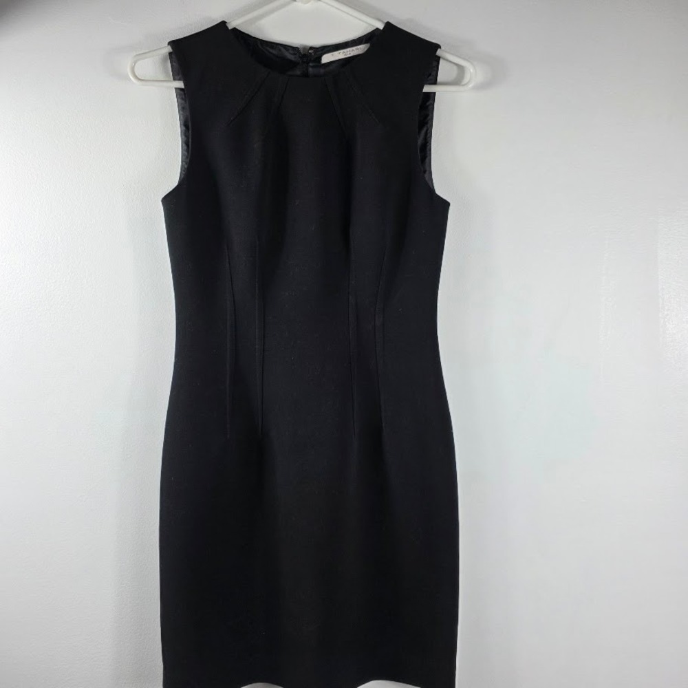 Tahari Petite Black Sleeveless Sheath‎ Dress Business Professional Womens Size